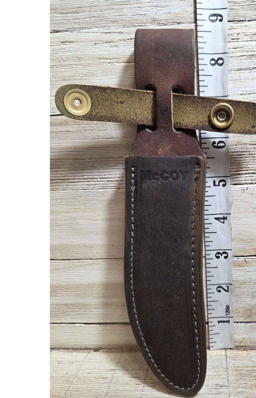 McCoy Leather Fixed Blade Knife Sheath Brown Snap Belt Loop Fits 5" Blade USA